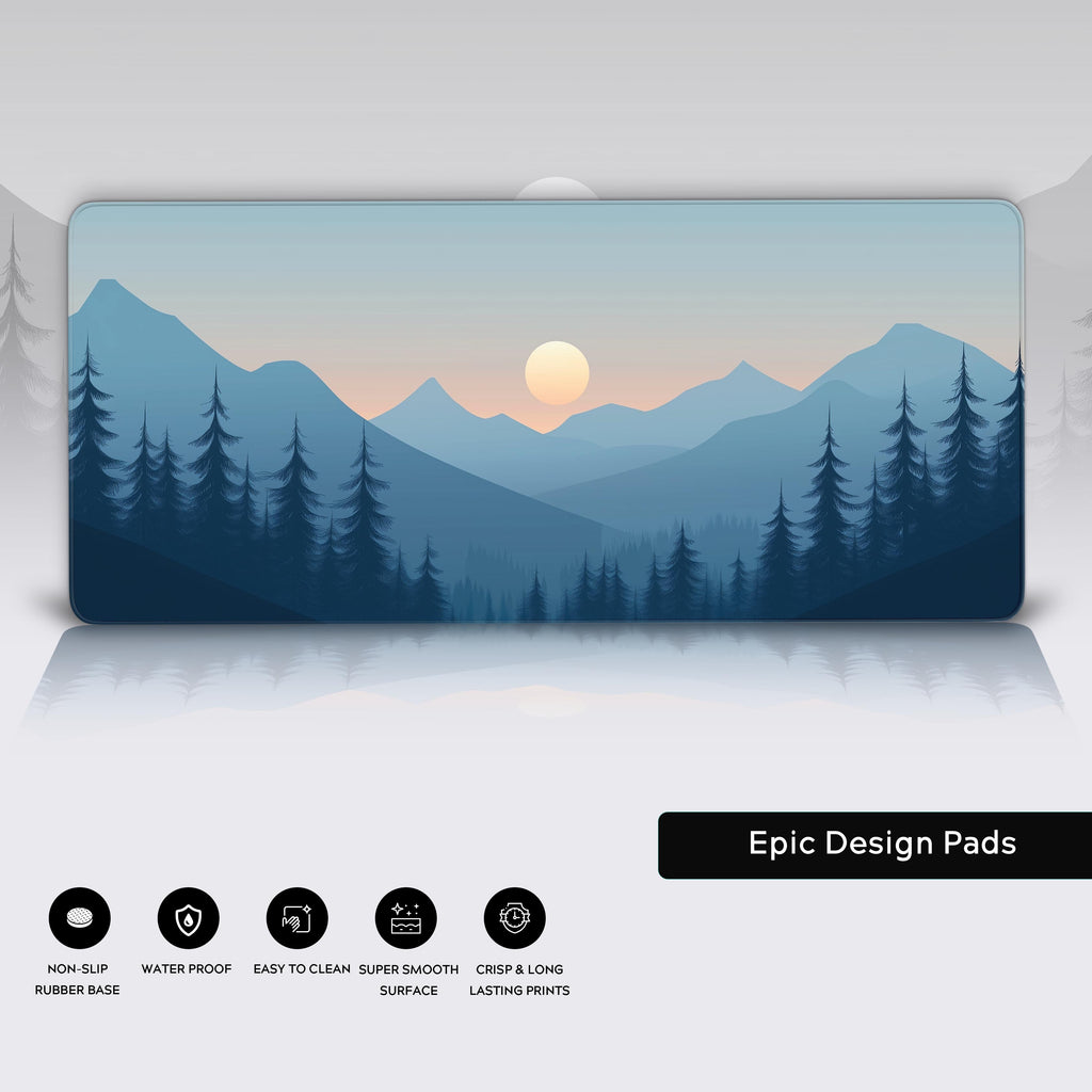 Mountain Sunset Blue Desk Pad