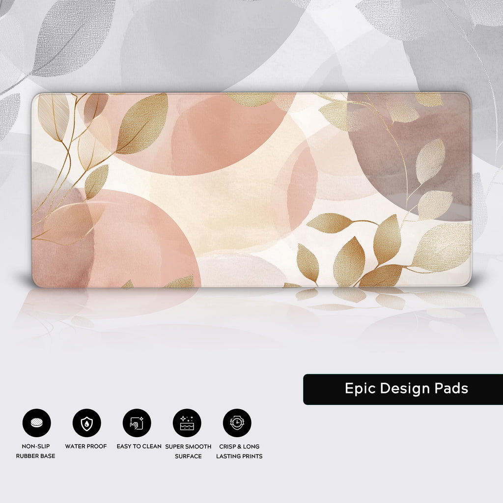 Watercolor Gold Leaves Desk Pad