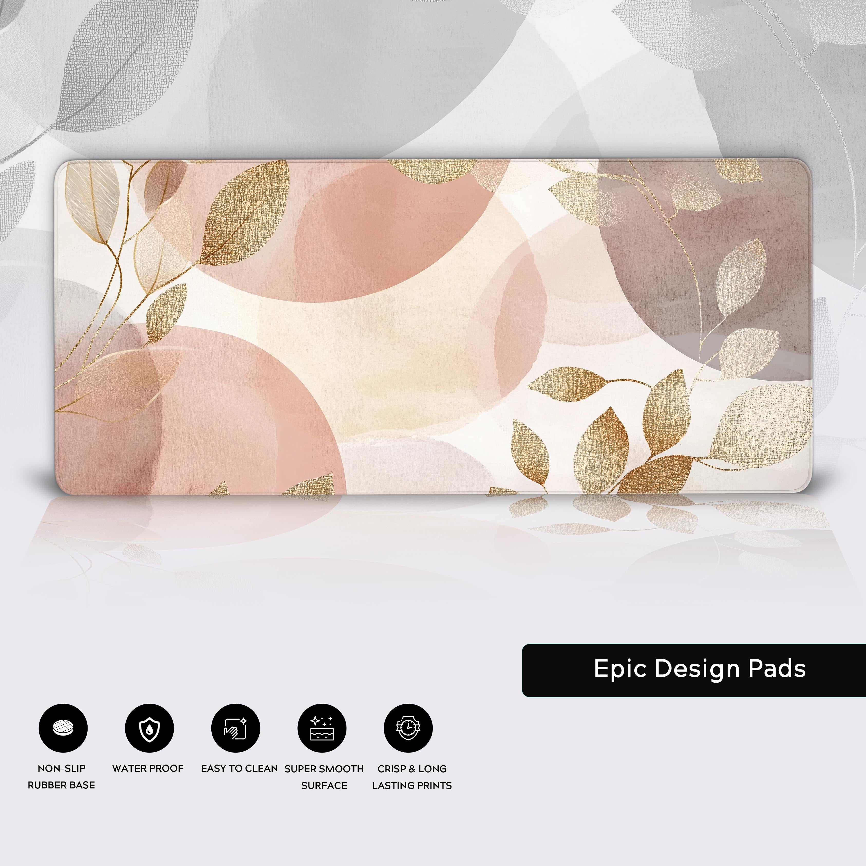 Watercolor Gold Leaves Desk Pad