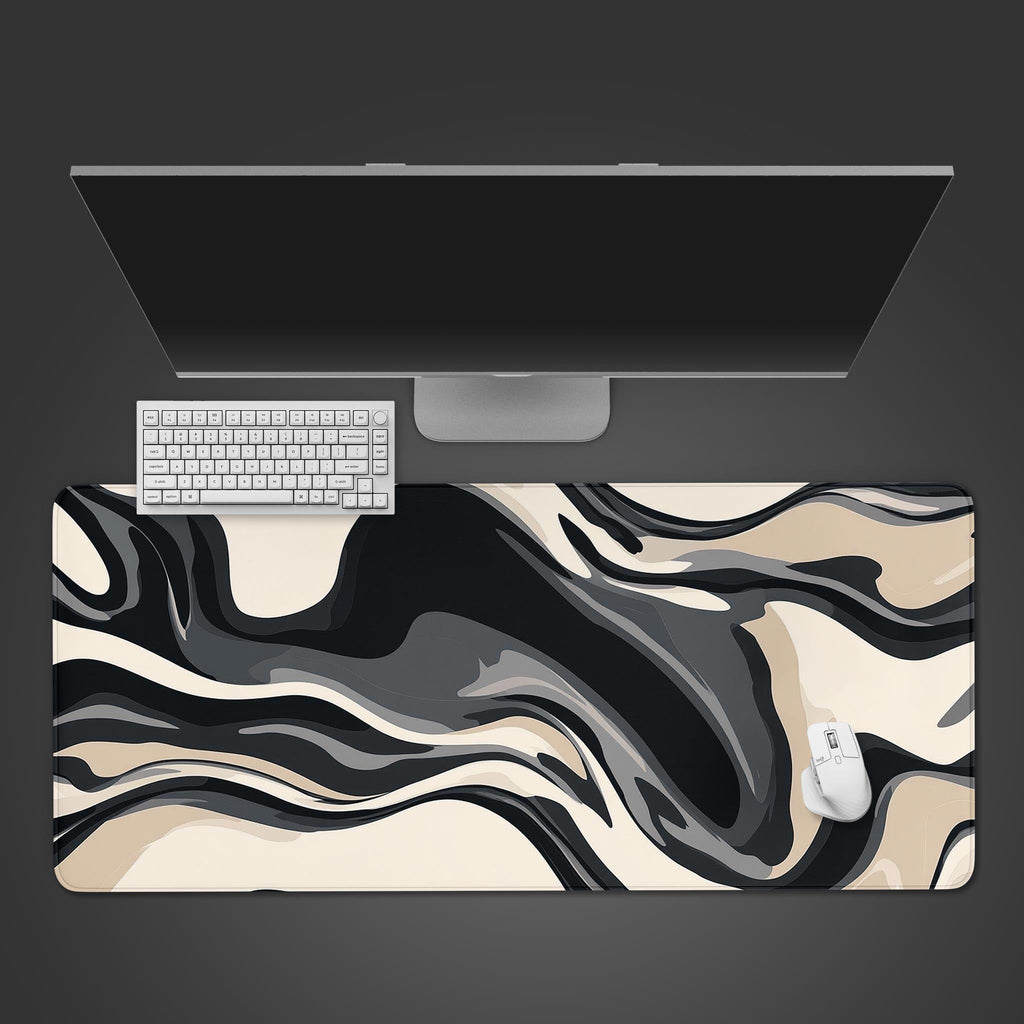 Black White Cream Boho Desk Pad
