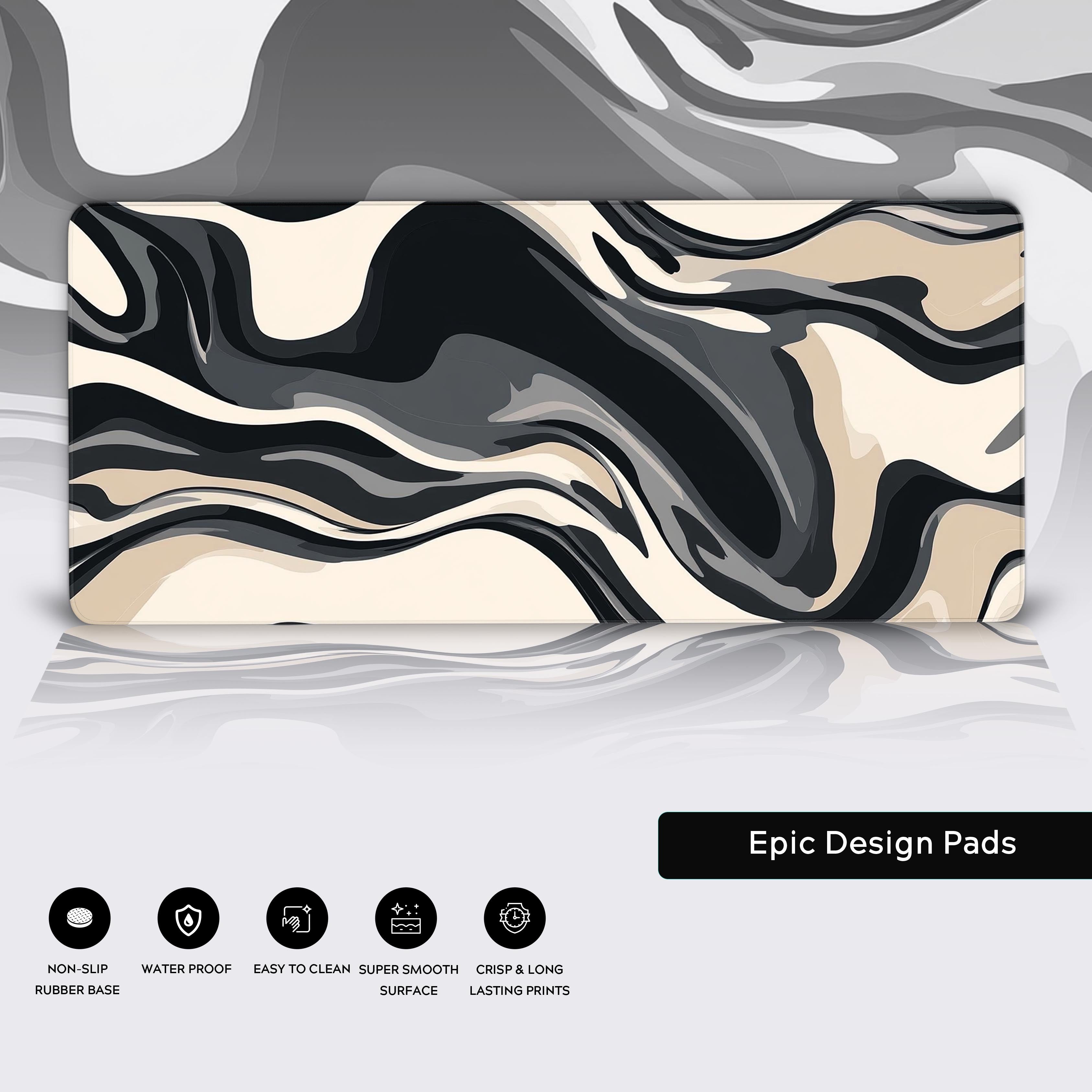 Black White Cream Boho Desk Pad