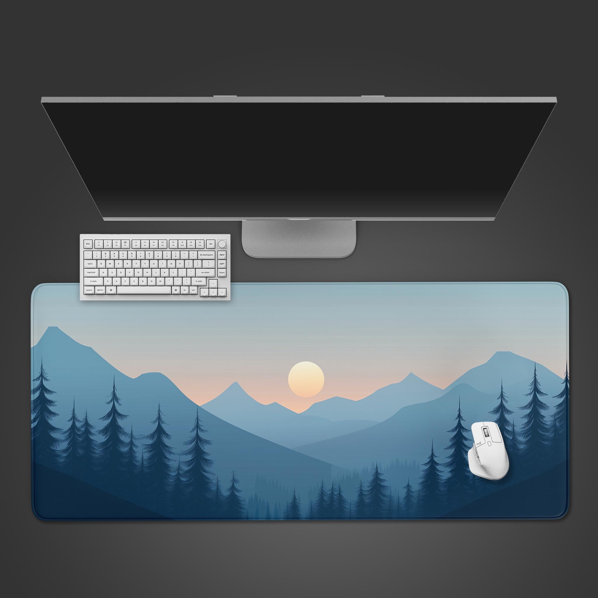 Mountain Sunset Blue Desk Pad
