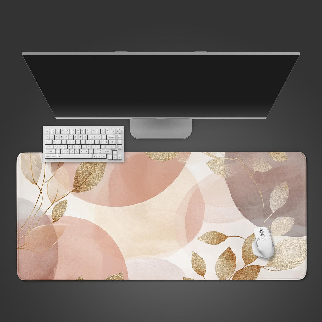 Watercolor Gold Leaves Desk Pad